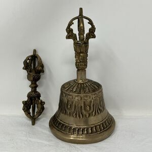 Tibetan Buddhism Brass Ceremonial Dorje Vajra and Ghanta Bell